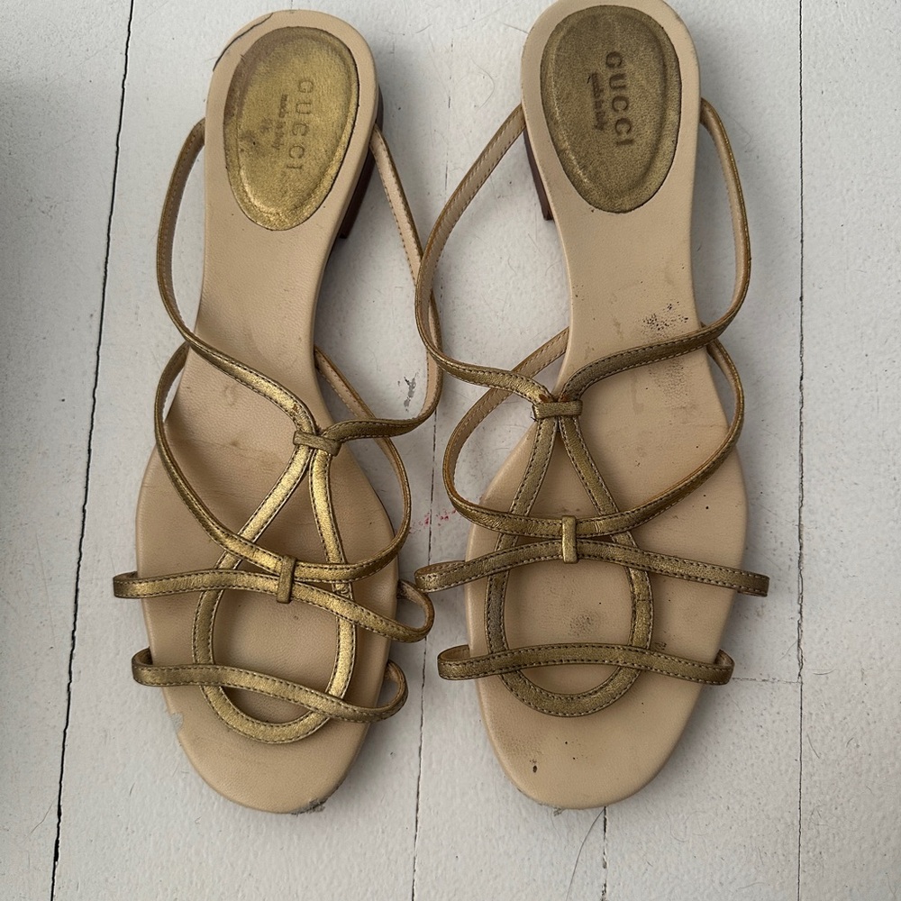 Gucci Gold Strappy Women's Sandals